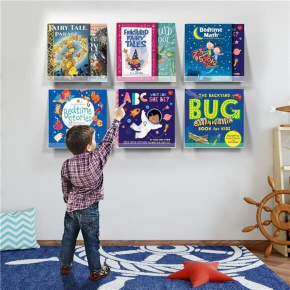 Acrylic Vinyl Record Wall Shelf Set Clear Floating Display for Albums 6 Pack - Picture 2 of 7